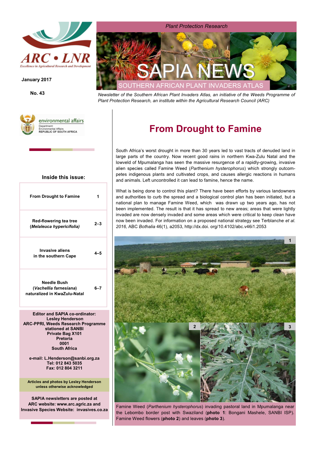 SAPIA NEWSNEWS SOUTHERN AFRICAN PLANT INVADERS ATLAS No