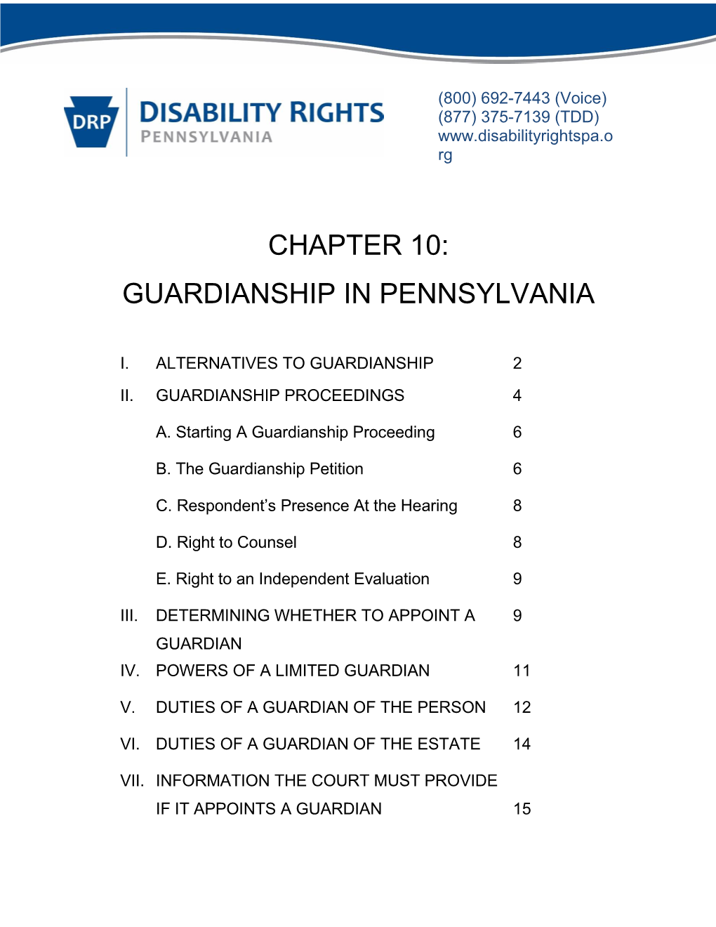 Chapter 10: Guardianship in Pennsylvania