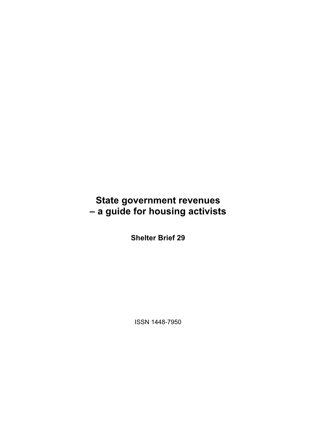 State Government Revenues – a Guide for Housing Activists
