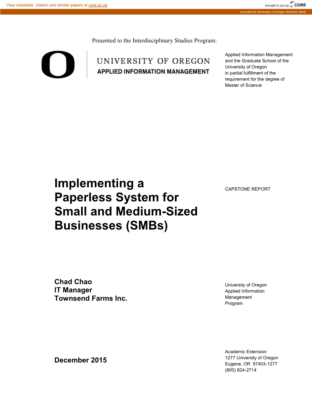 Implementing a Paperless System for Small and Medium-Sized Businesses (Smbs)