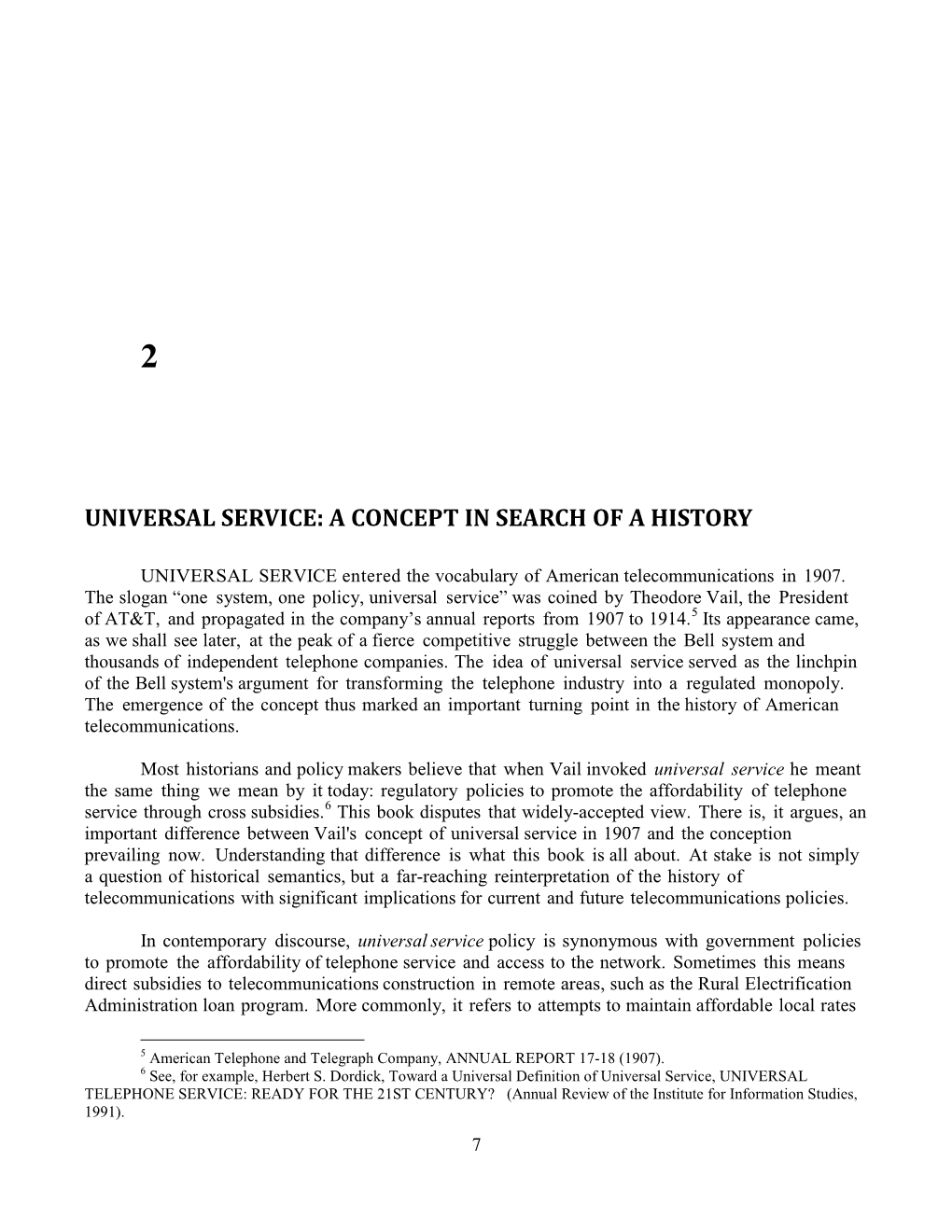 Universal Service: a Concept in Search of a History