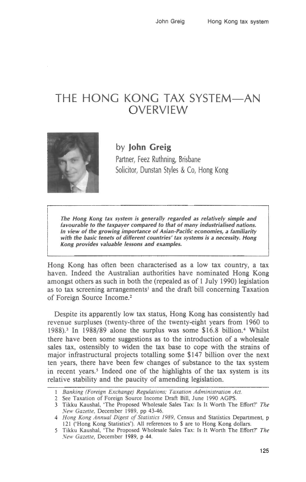 The Hong Kong Tax System an Overview