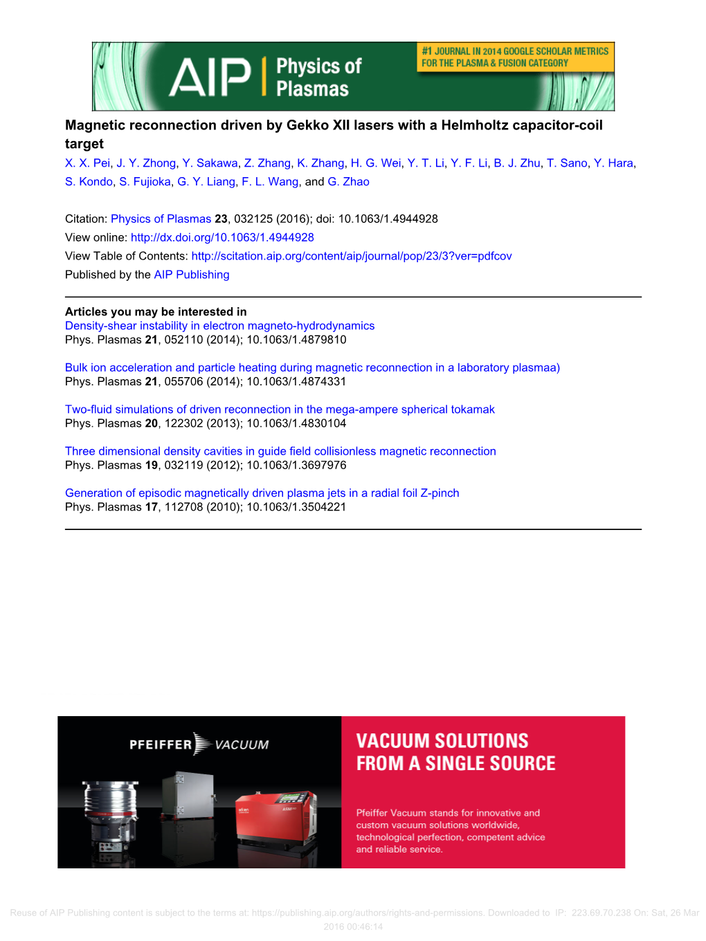 Magnetic Reconnection Driven by Gekko XII Lasers with a Helmholtz Capacitor-Coil Target X