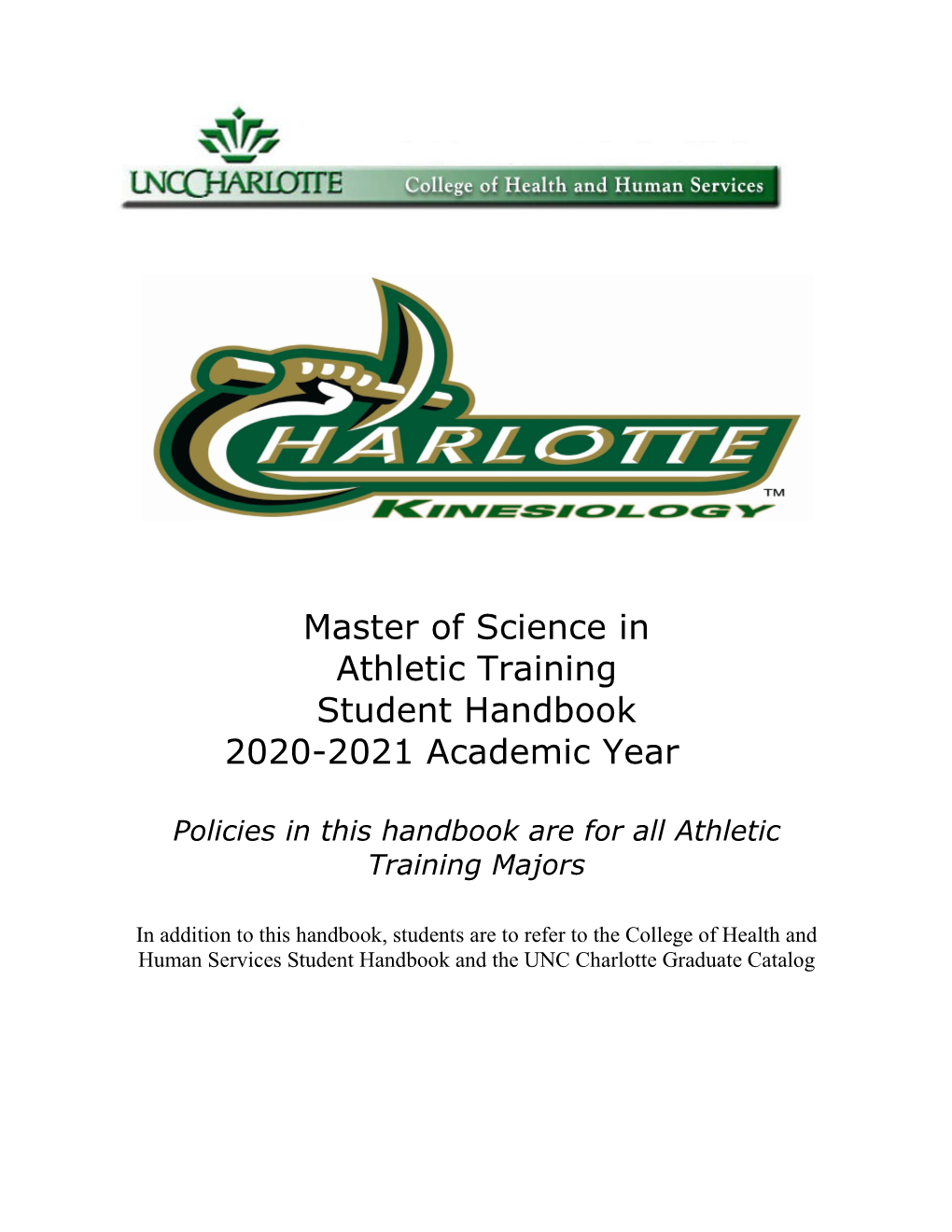 Master of Science in Athletic Training Student Handbook 2020-2021 Academic Year