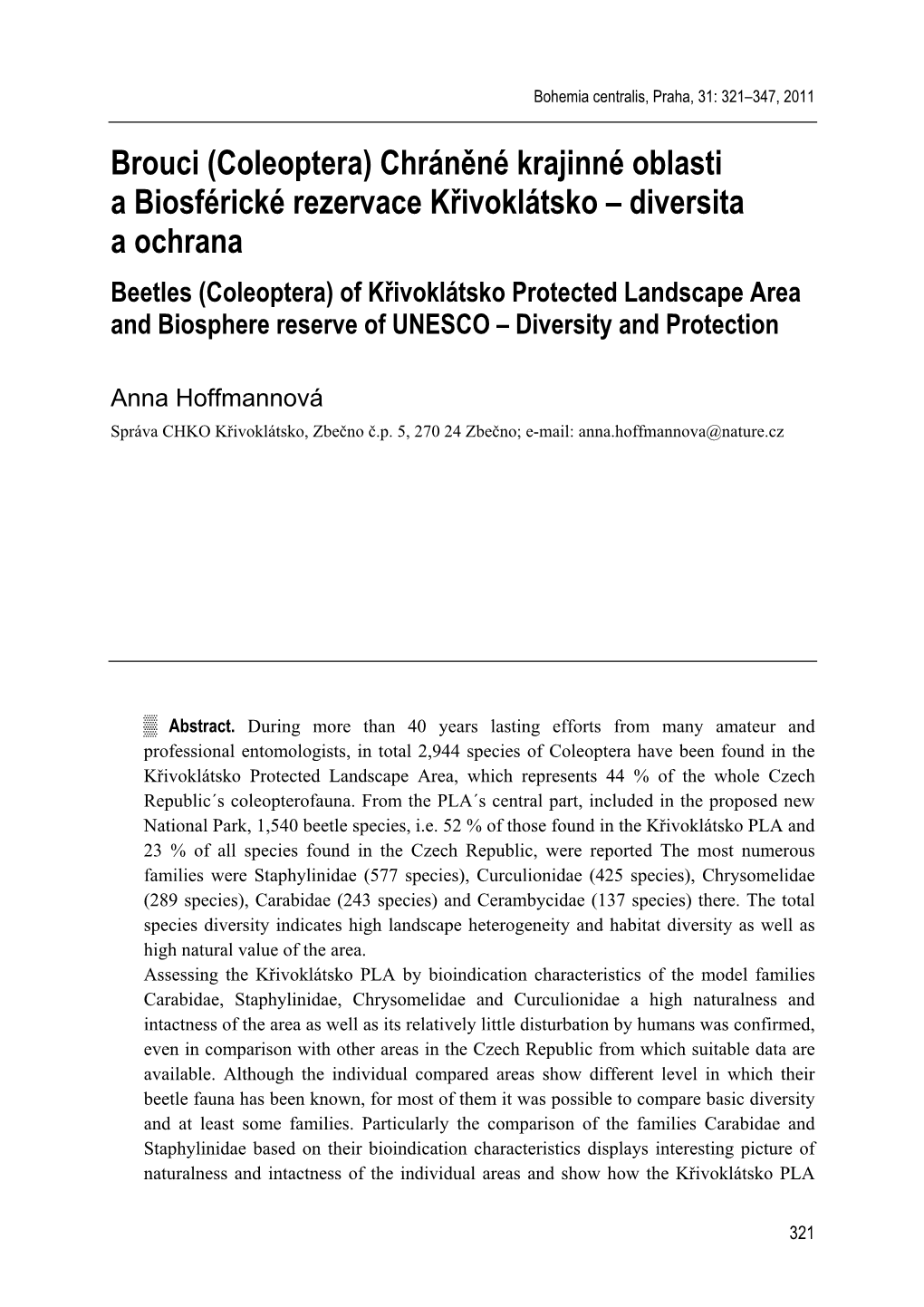 Chráněné Krajinné Oblasti a Biosférické Rezervace Křivoklátsko