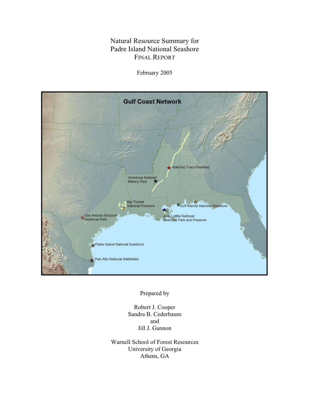 Natural Resource Summary for Padre Island National Seashore FINAL REPORT