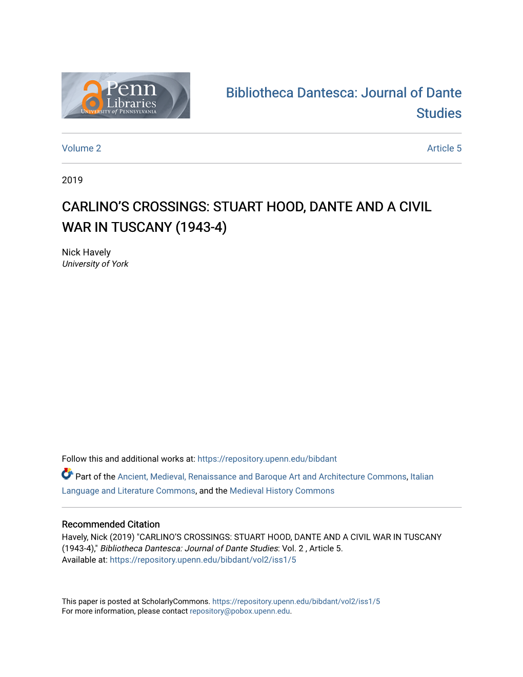 Stuart Hood, Dante and a Civil War in Tuscany (1943-4)