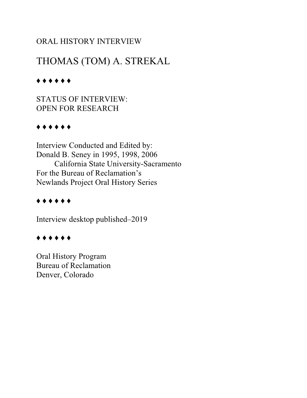 Strekal, Thomas A