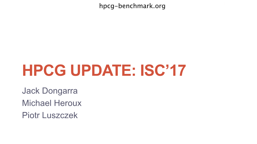 Hpcg Update: Isc'17