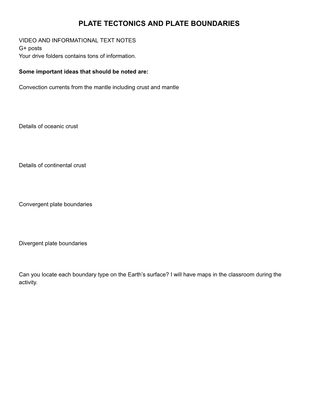 Plate Tectonics and Plate Boundaries