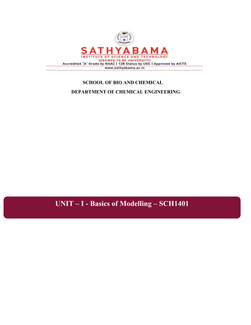 Examples of Mathematical Models for Chemical Processes