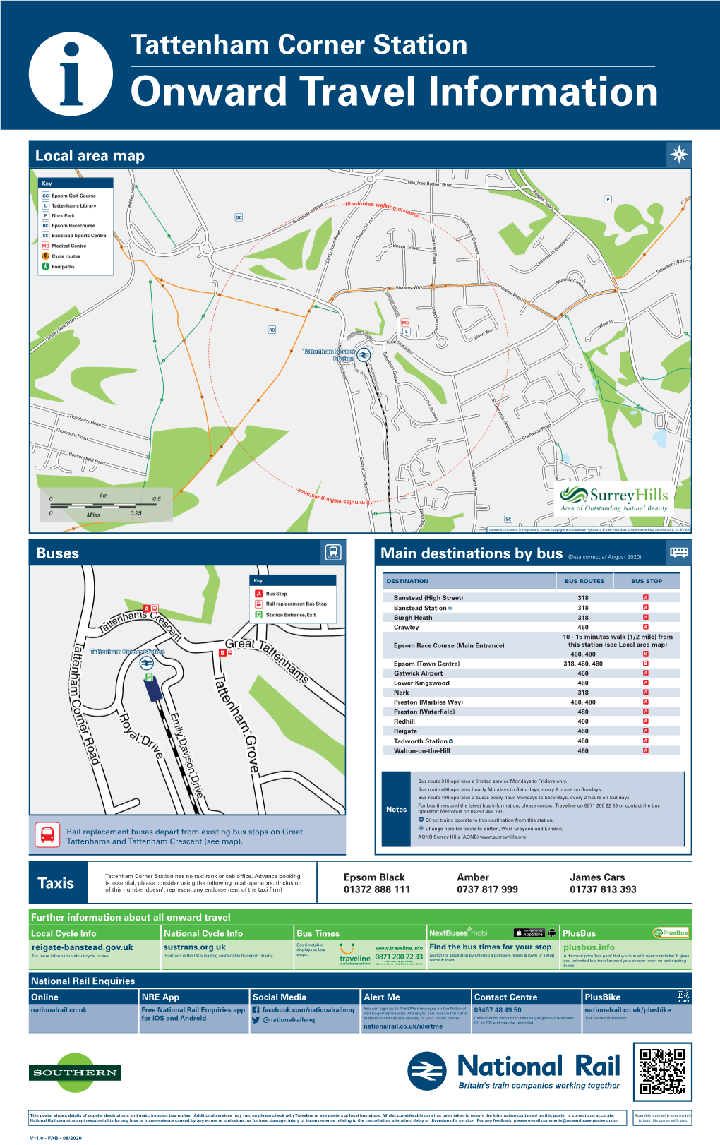 Tattenham Corner Station I Onward Travel Information Local Area Map