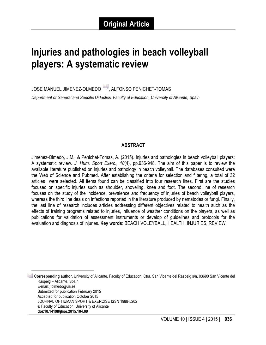 Injuries and Pathologies in Beach Volleyball Players: a Systematic Review