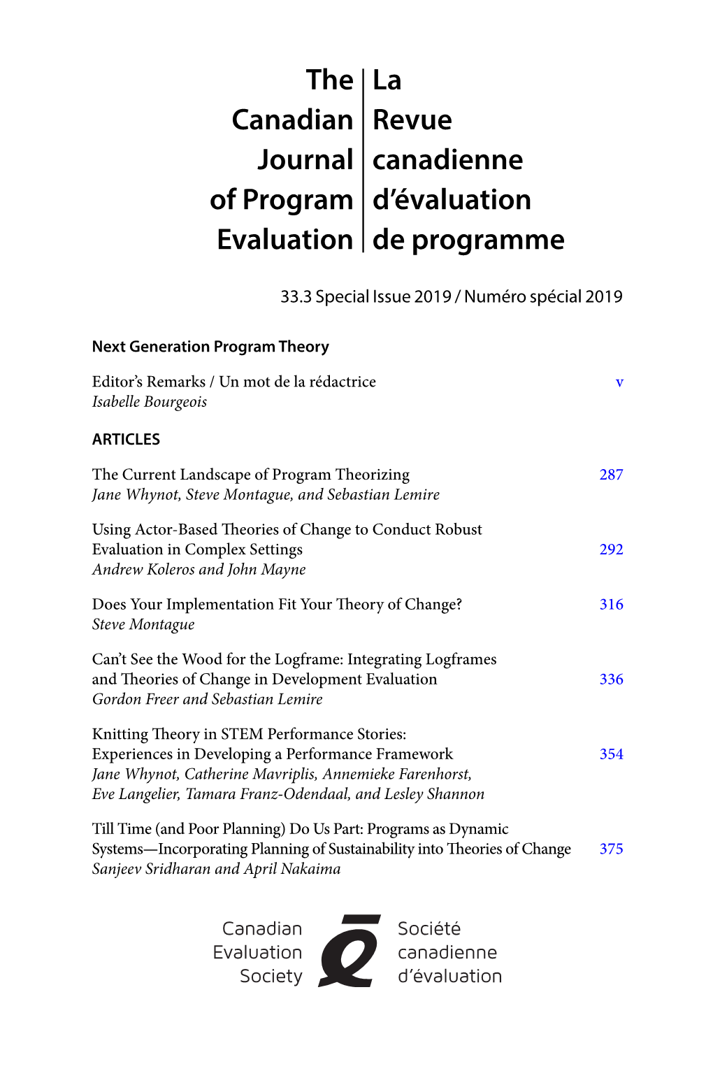 Canadian Journal of Program Evaluation