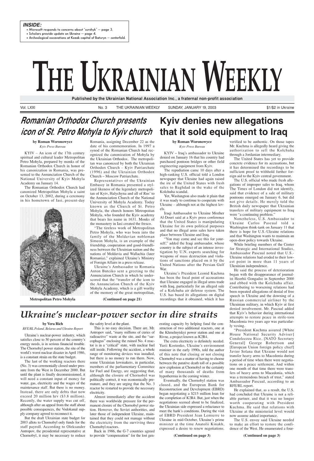 The Ukrainian Weekly 2003, No.3