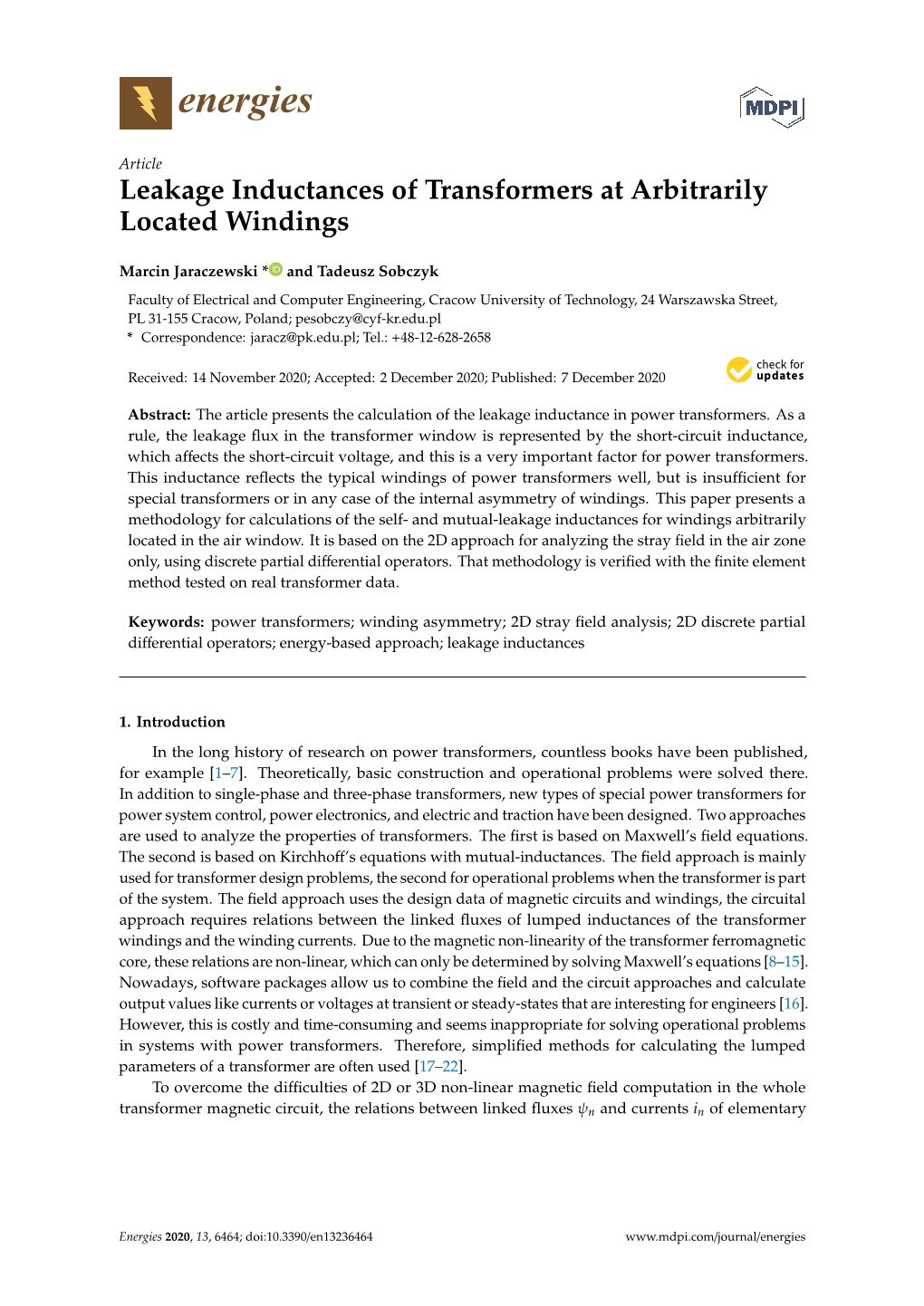 Leakage Inductances of Transformers at Arbitrarily Located Windings