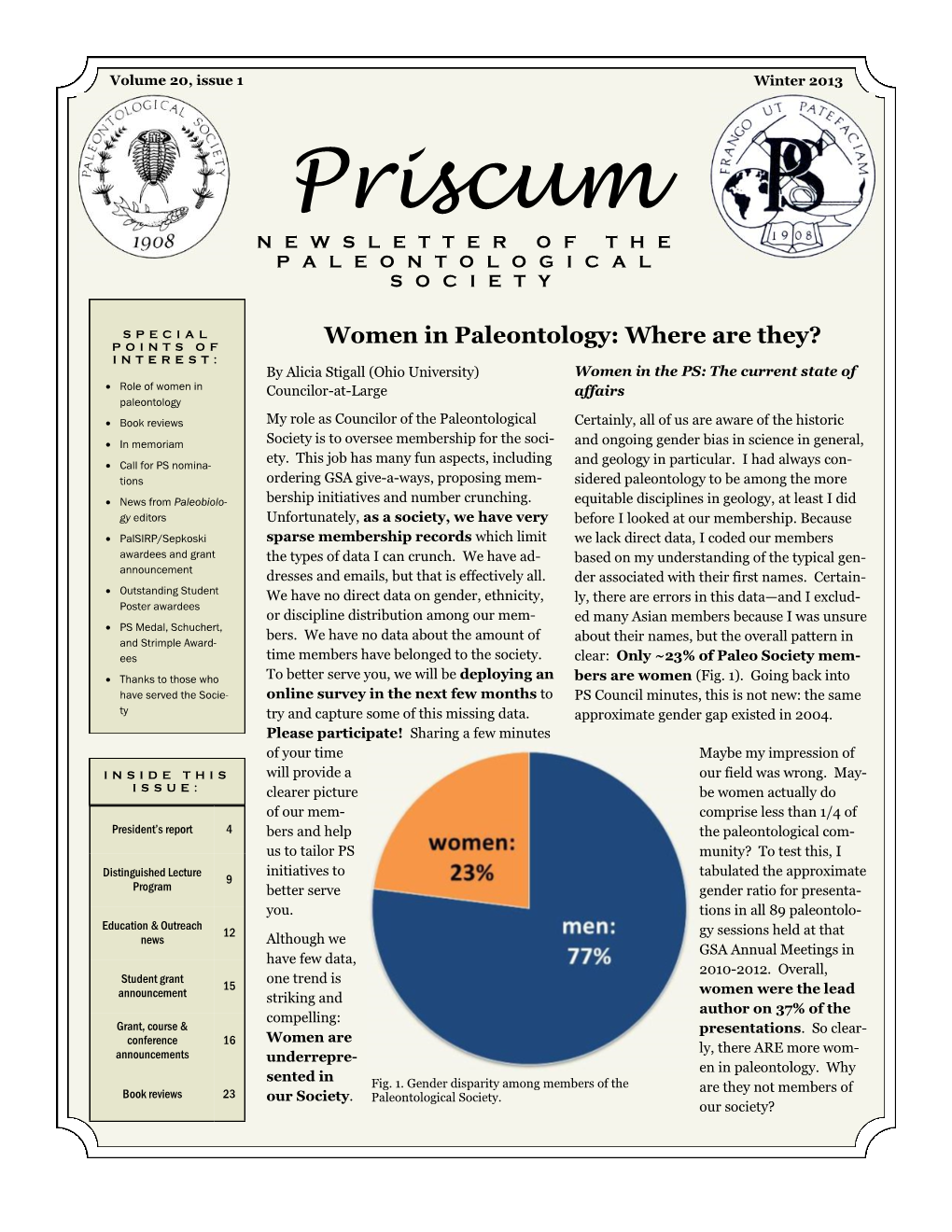 Priscum NEWSLETTER of the PALEONTOLOGICAL SOCIETY