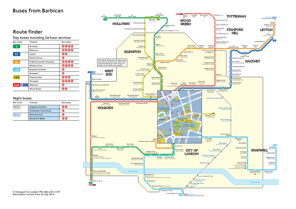 Buses from Barbican