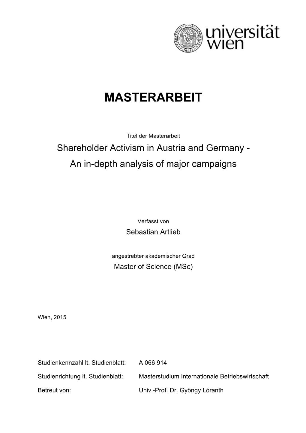 Shareholder Activism in Austria and Germany - an In-Depth Analysis of Major Campaigns