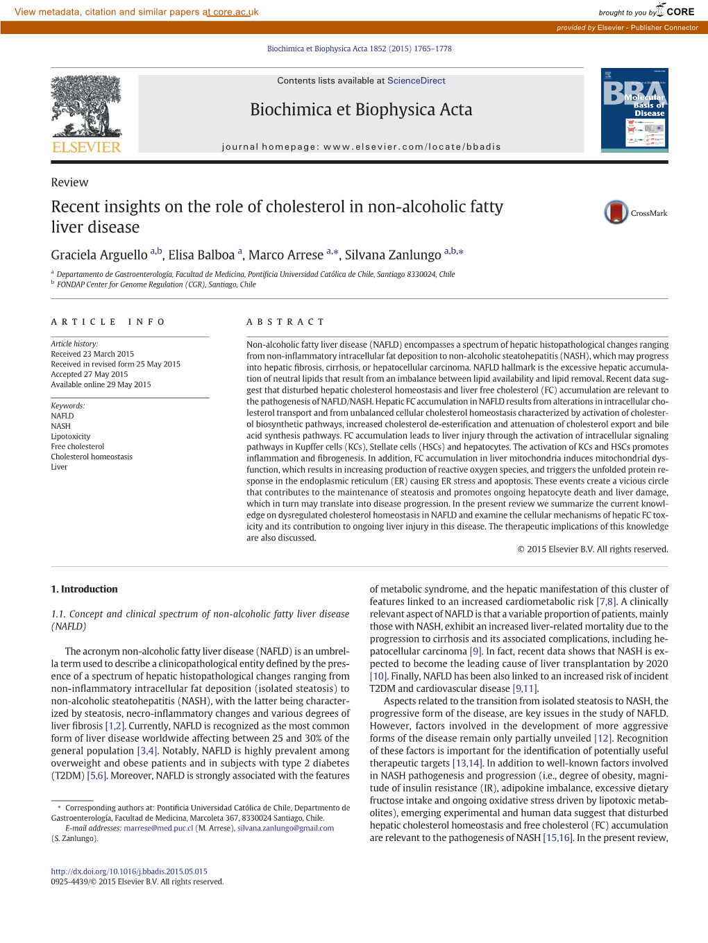 Recent Insights on the Role of Cholesterol in Non-Alcoholic Fatty Liver Disease