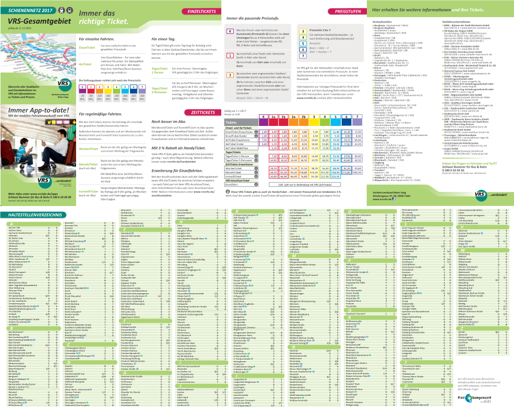 Immer Das Richtige Ticket. VRS-Gesamtgebiet