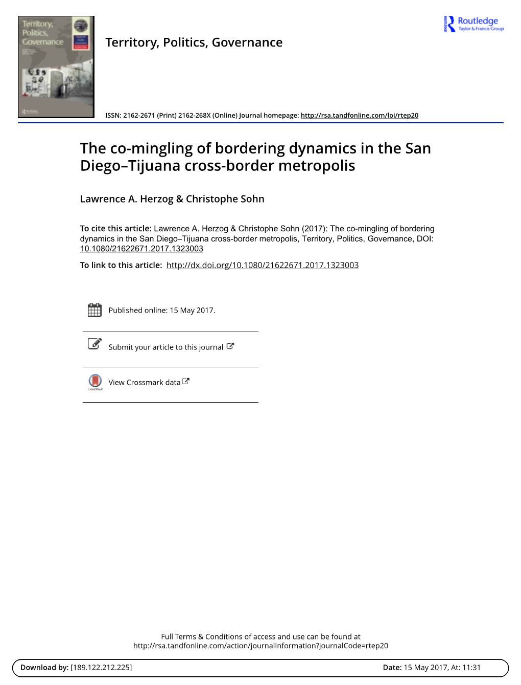 The Co-Mingling of Bordering Dynamics in the San Diego–Tijuana Cross-Border Metropolis