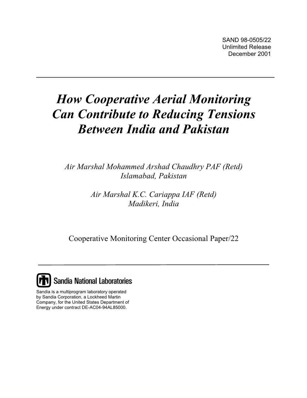 How Cooperative Aerial Monitoring Can Contribute to Reducing Tensions Between India and Pakistan