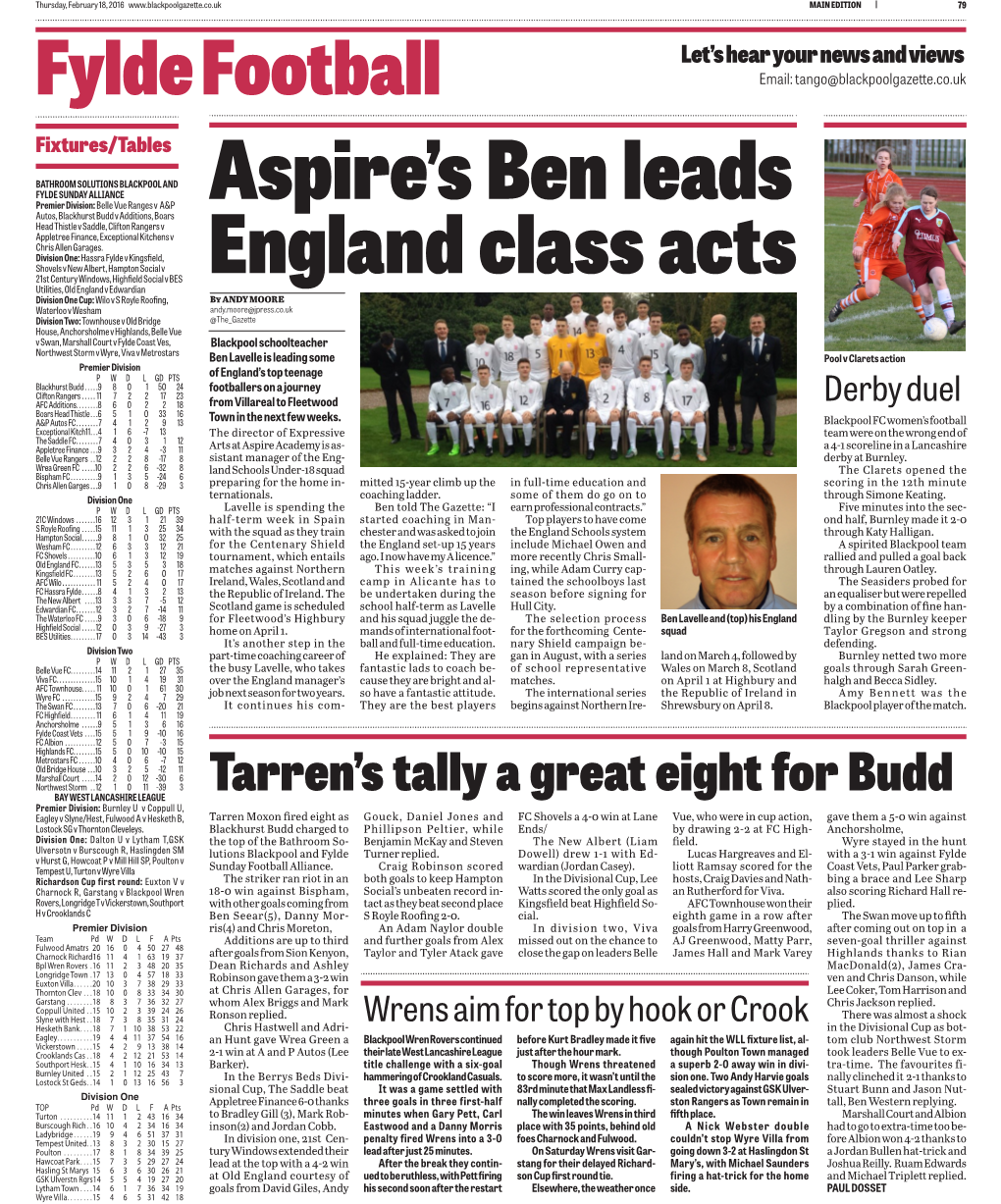 Aspire's Ben Leads England Class Acts