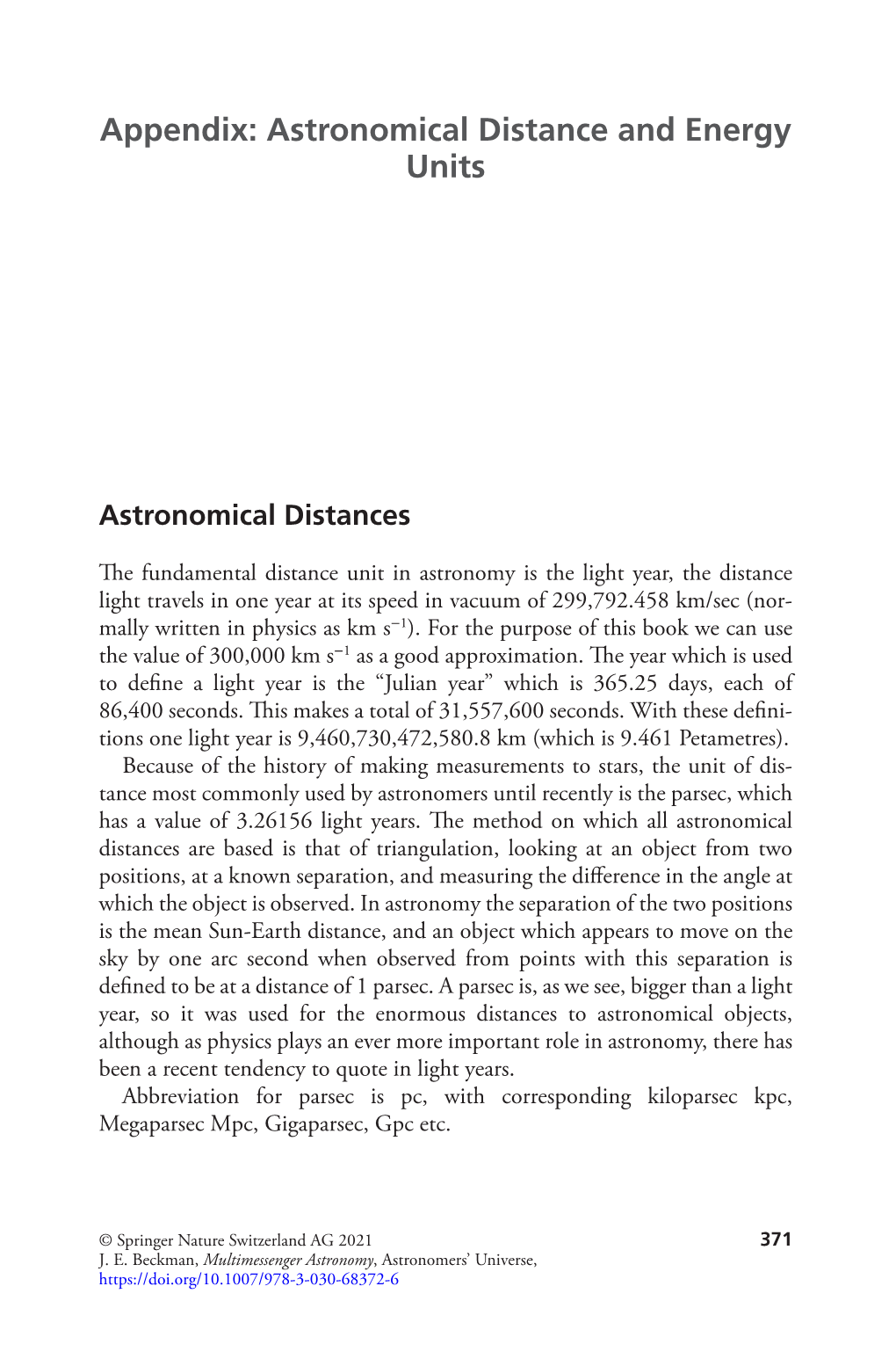 Appendix: Astronomical Distance and Energy Units