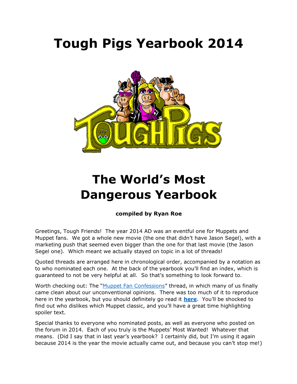 Tough Pigs Yearbook 2014