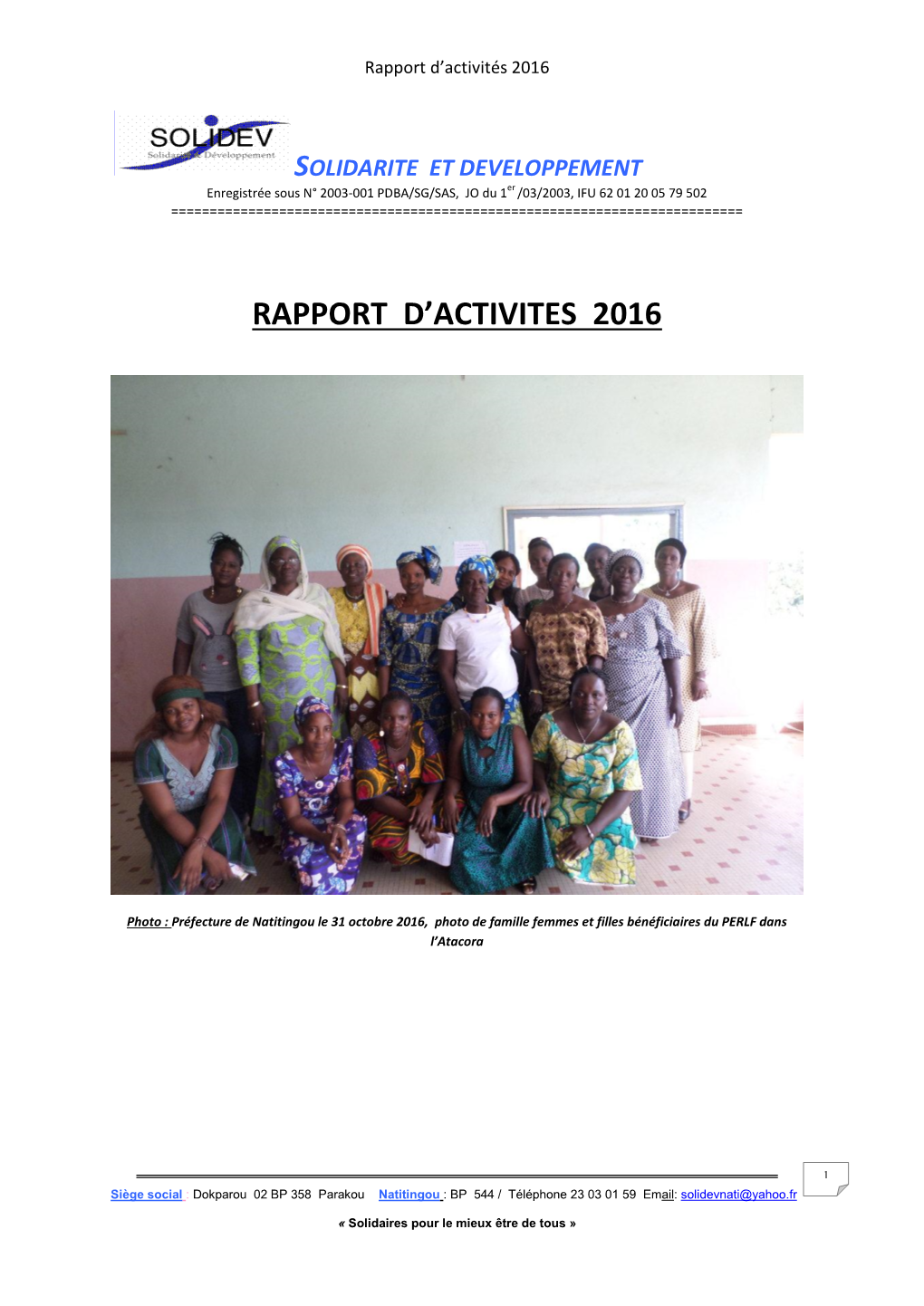 Rapport D'activites 2016