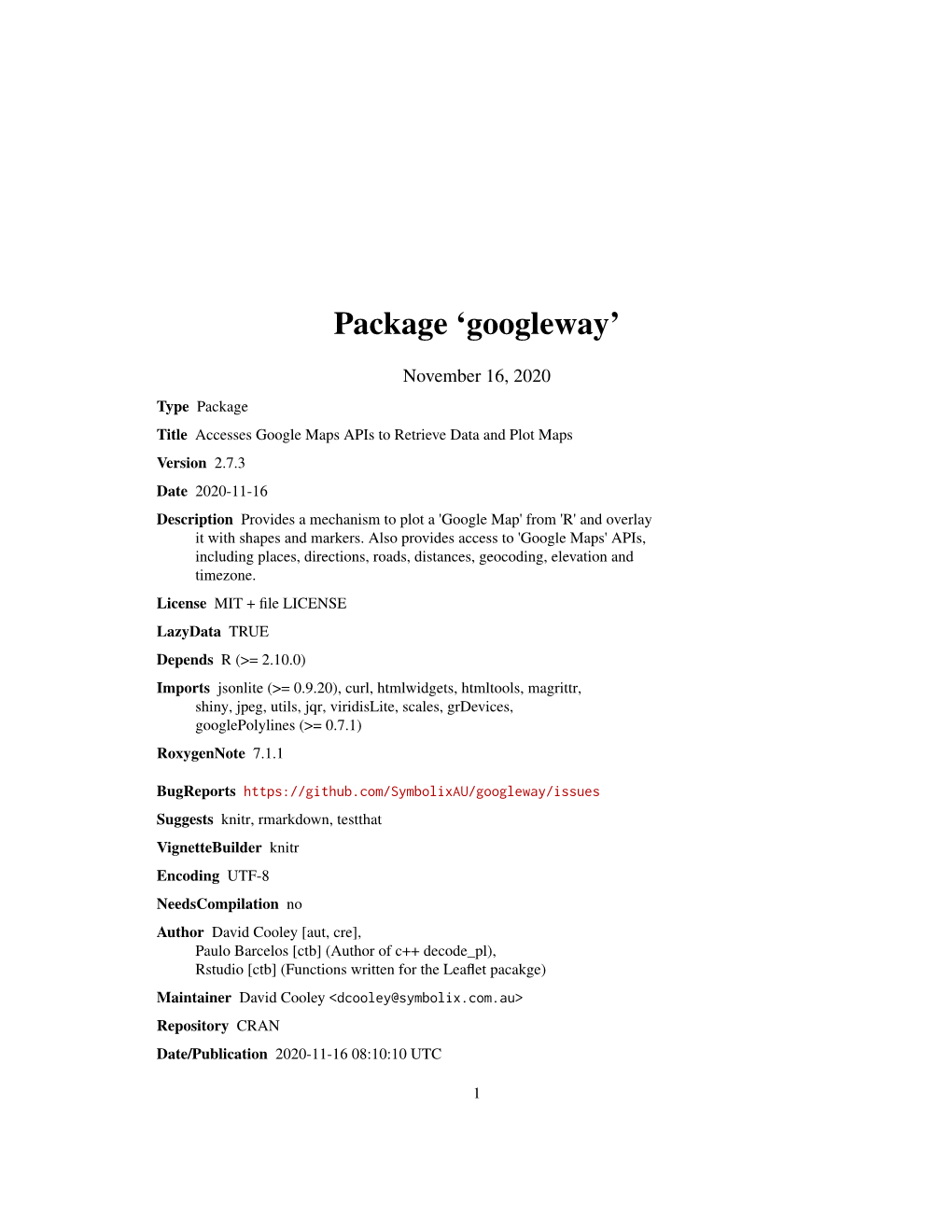 Package 'Googleway'