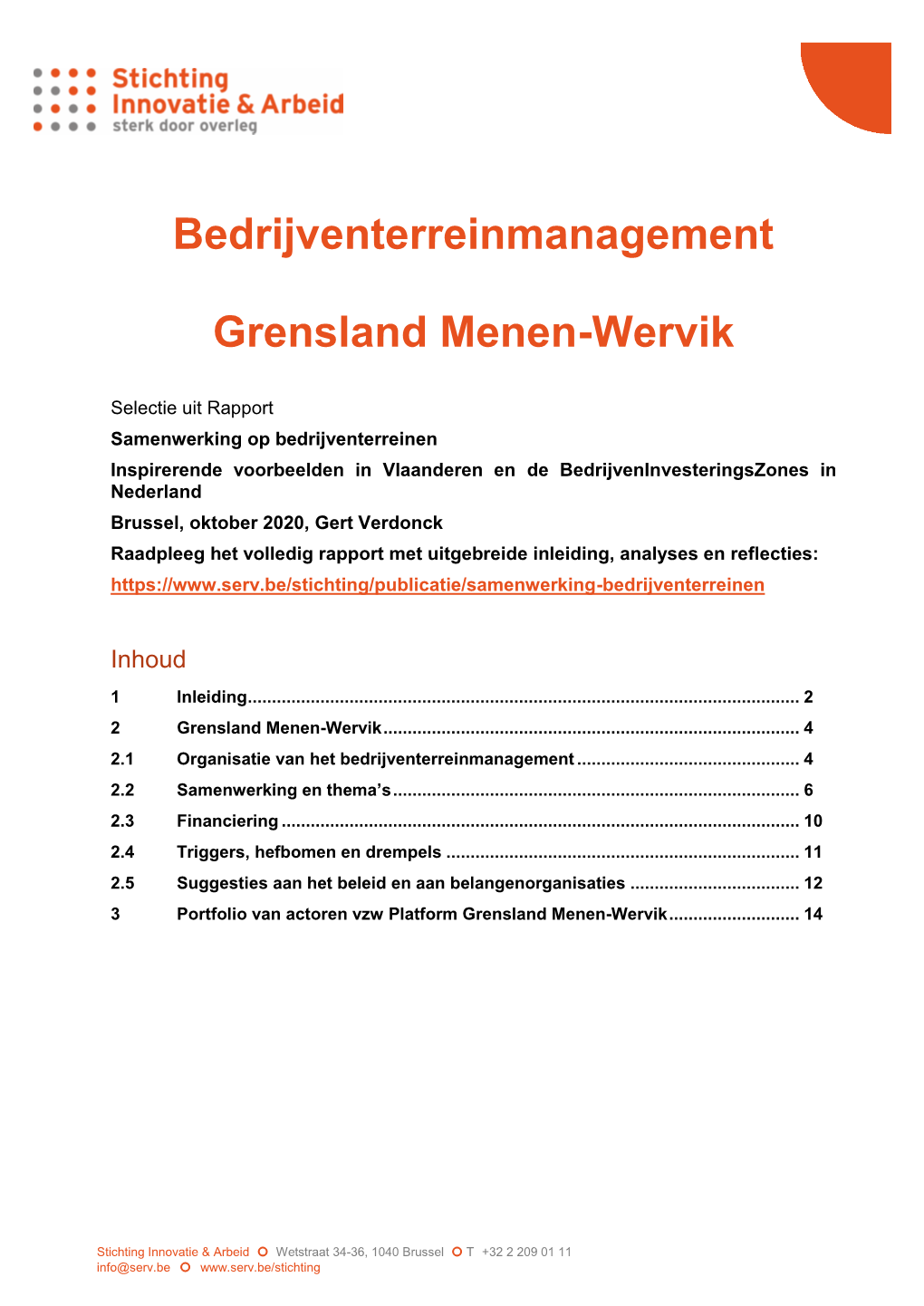 Bedrijventerreinmanagement Grensland Menen-Wervik