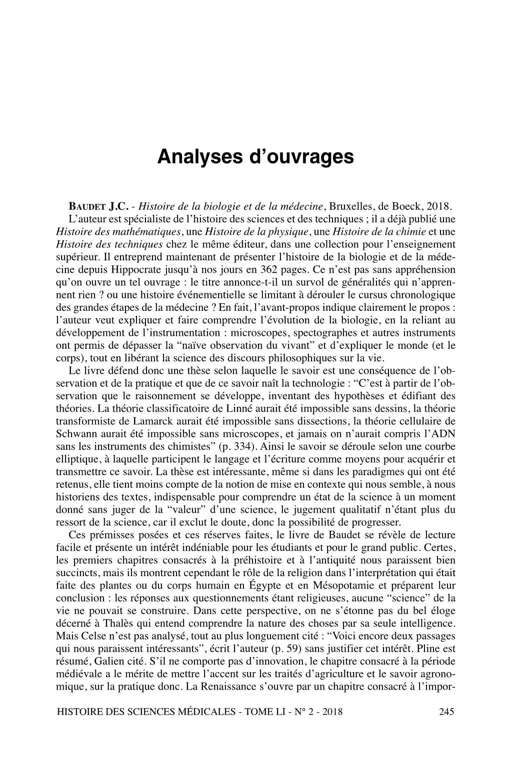 Analyses D'ouvrages