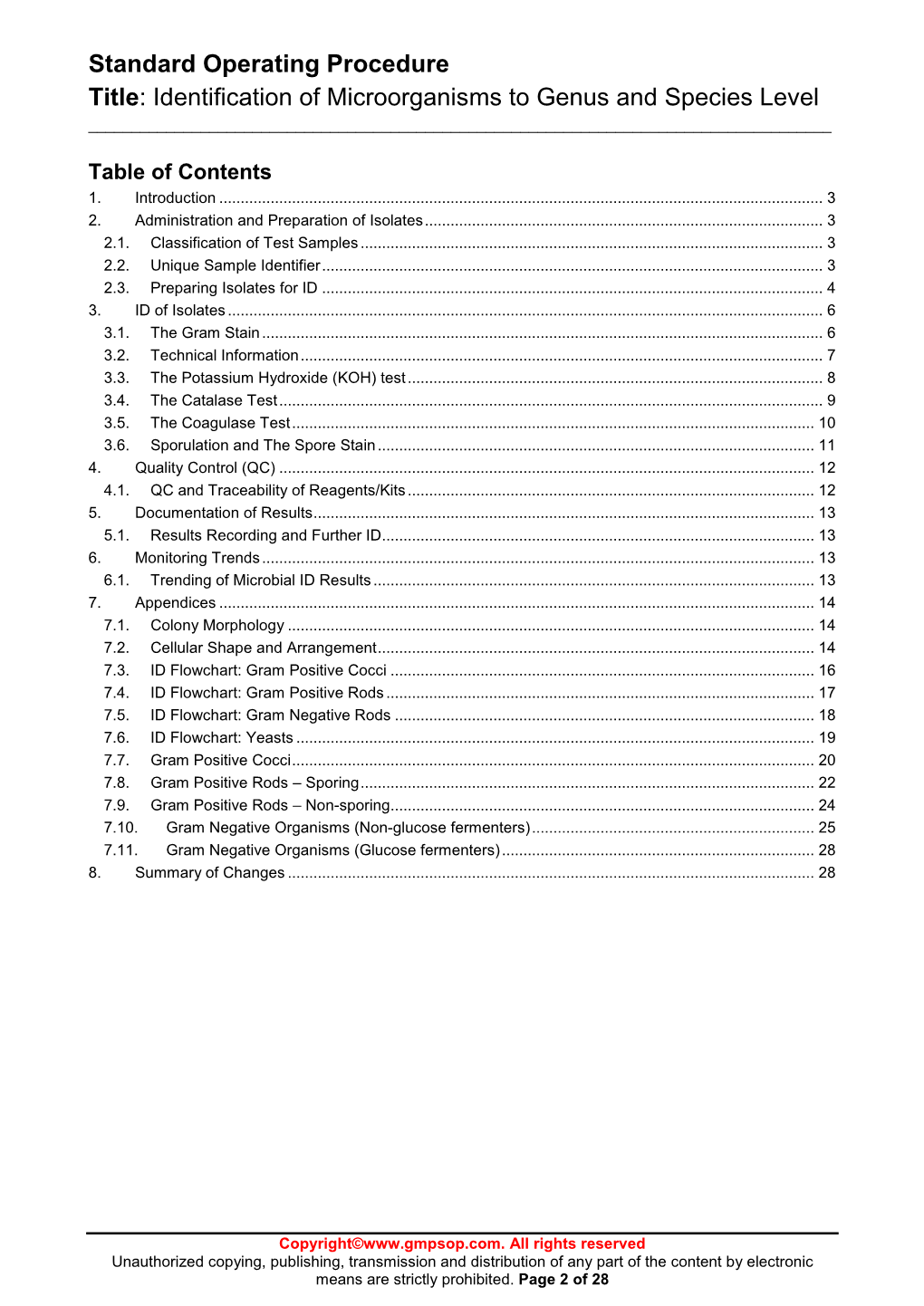 Standard Operating Procedure Title: Identification of Microorganisms to Genus and Species Level ______