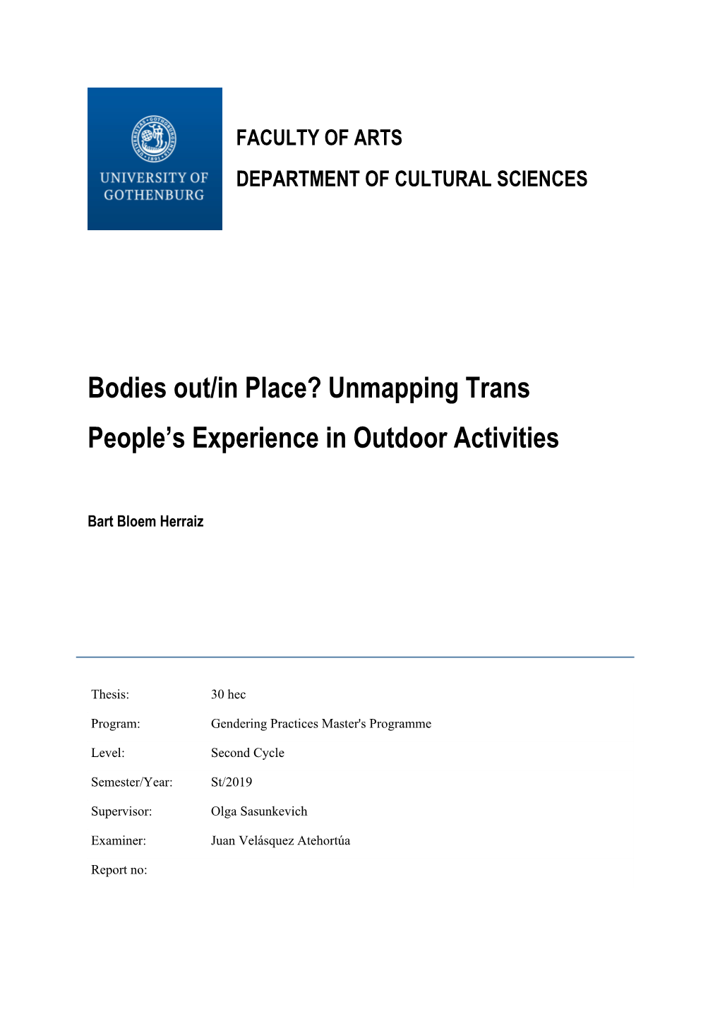 Unmapping Trans People's Experience in Outdoor Activities