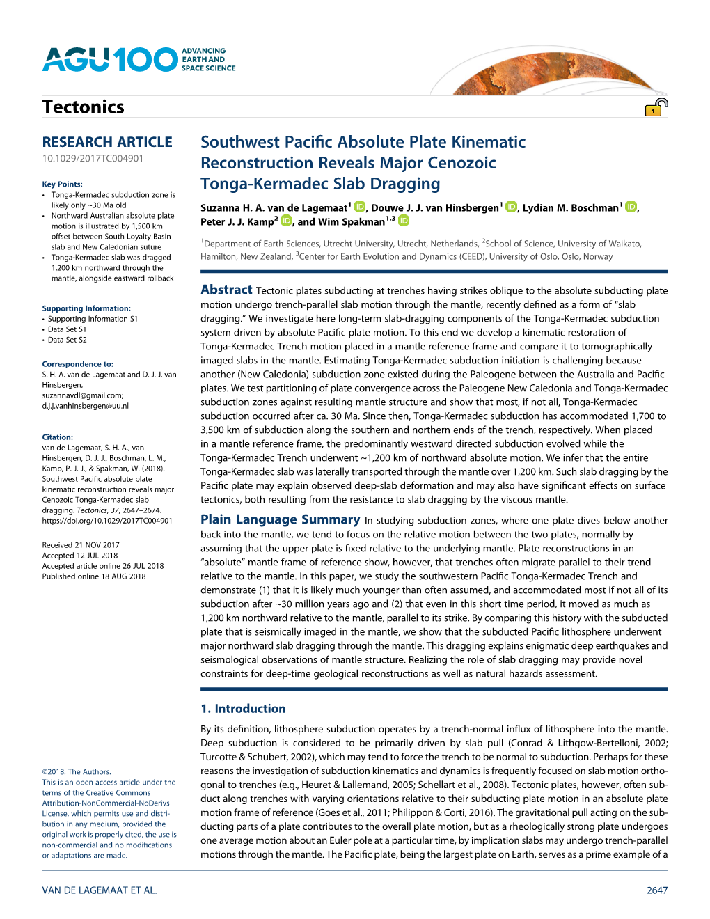 Southwest Pacific Absolute Plate Kinematic Reconstruction Reveals