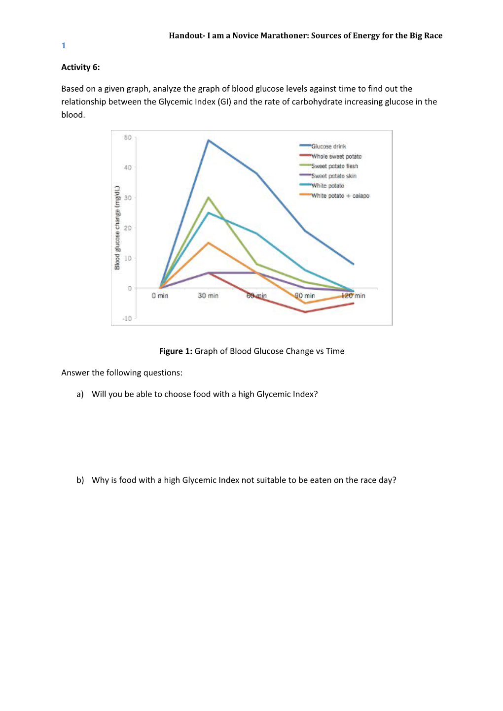 Handout- I Am a Novice Marathoner: Sources of Energy for the Big Race