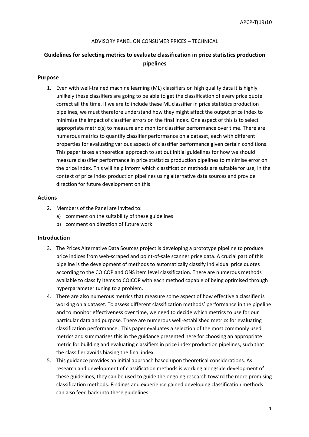 Guidelines for Selecting Metrics to Evaluate Classification in Price Statistics Production Pipelines