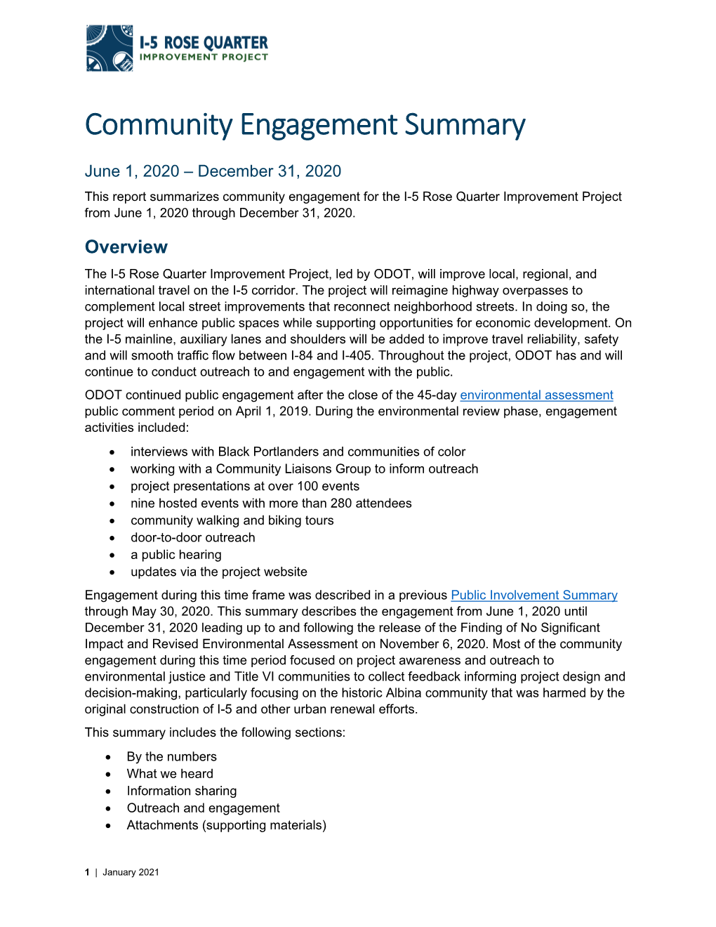 Community Engagement Summary