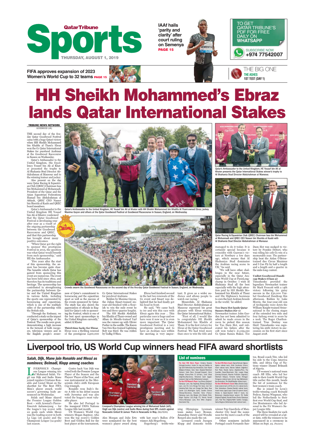 HH Sheikh Mohammed's Ebraz Lands Qatar International Stakes