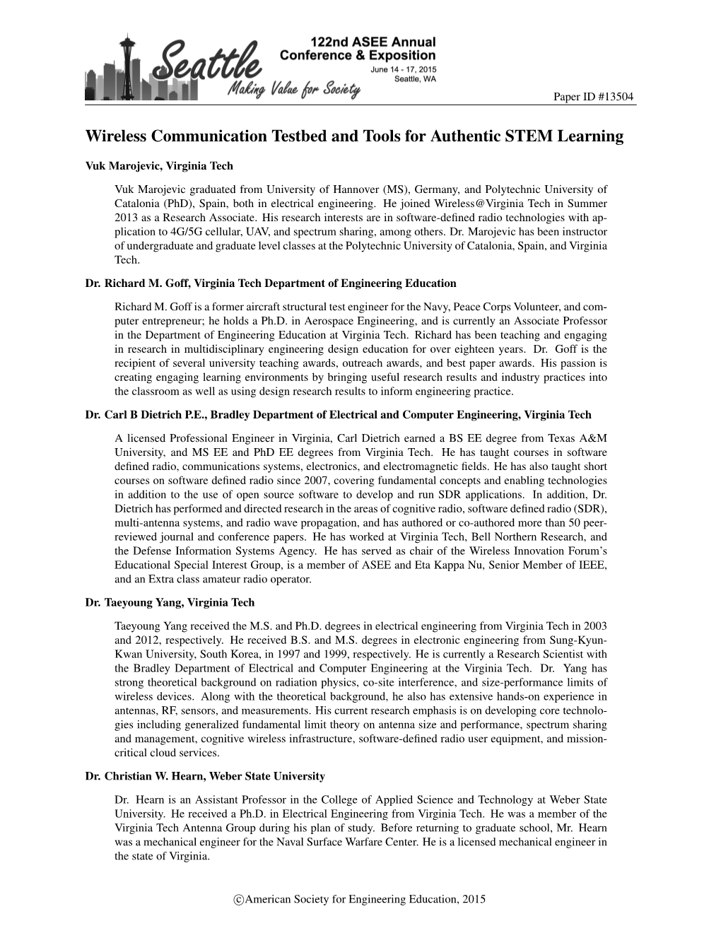 Wireless Communication Testbed and Tools for Authentic STEM Learning