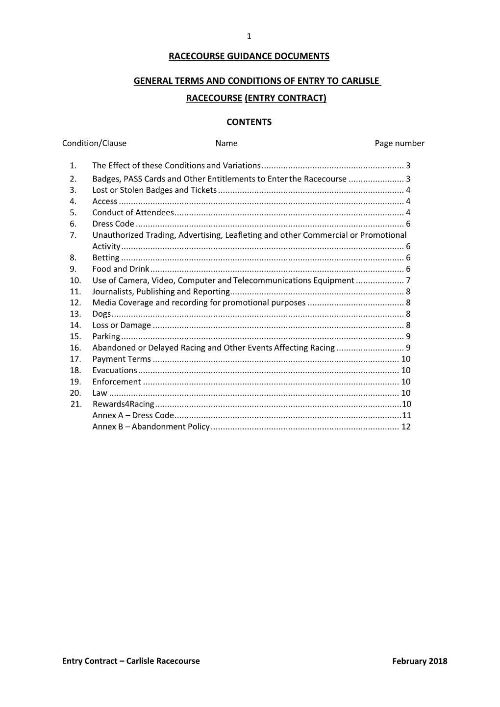 Racecourse Guidance Documents