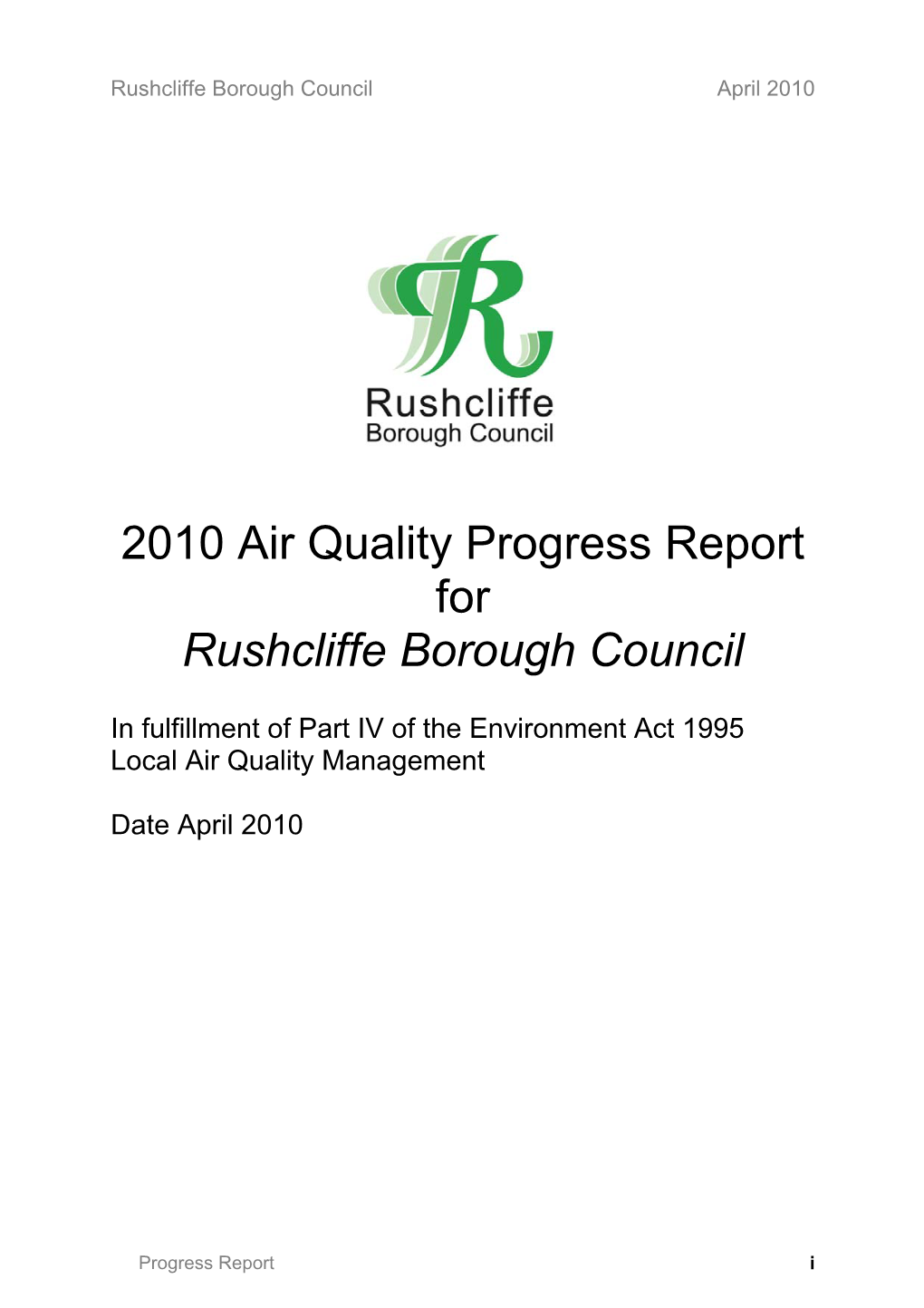 Air Quality Progress Report April 2010