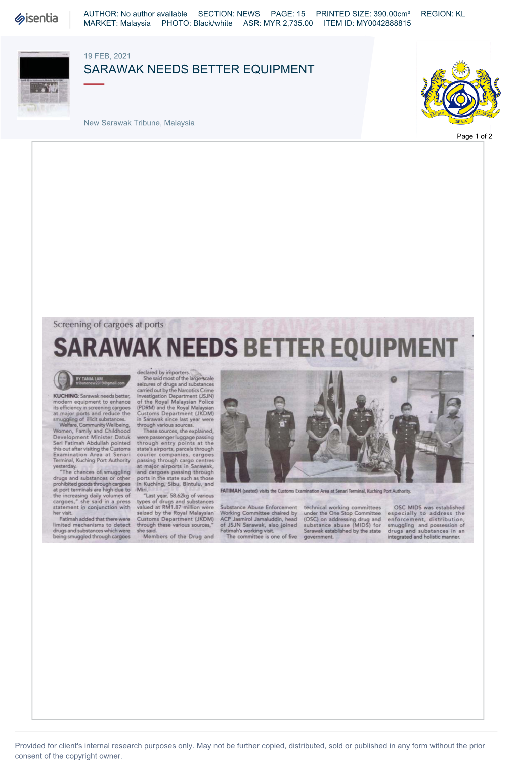 Sarawak Needs Better Equipment