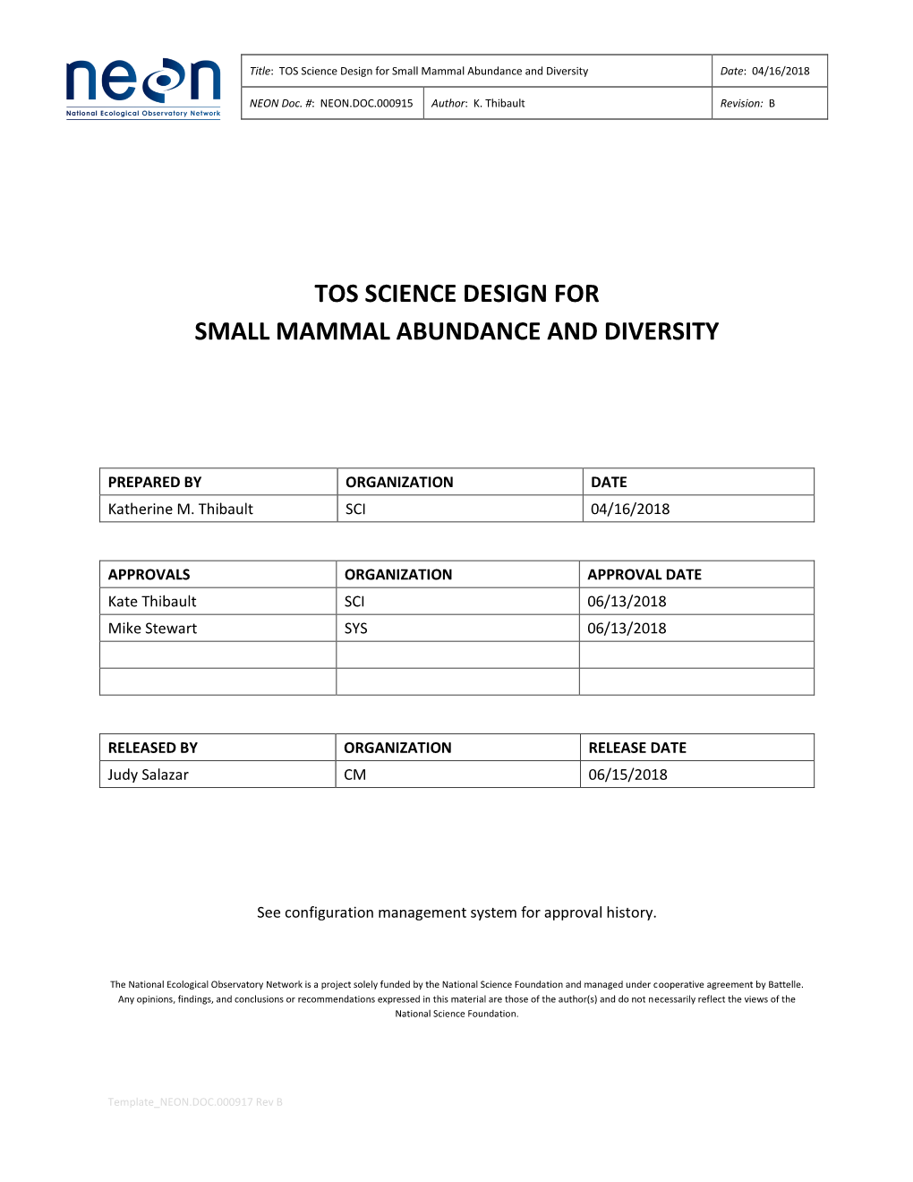 TOS Science Design for Small Mammal Abundance and Diversity Date: 04/16/2018