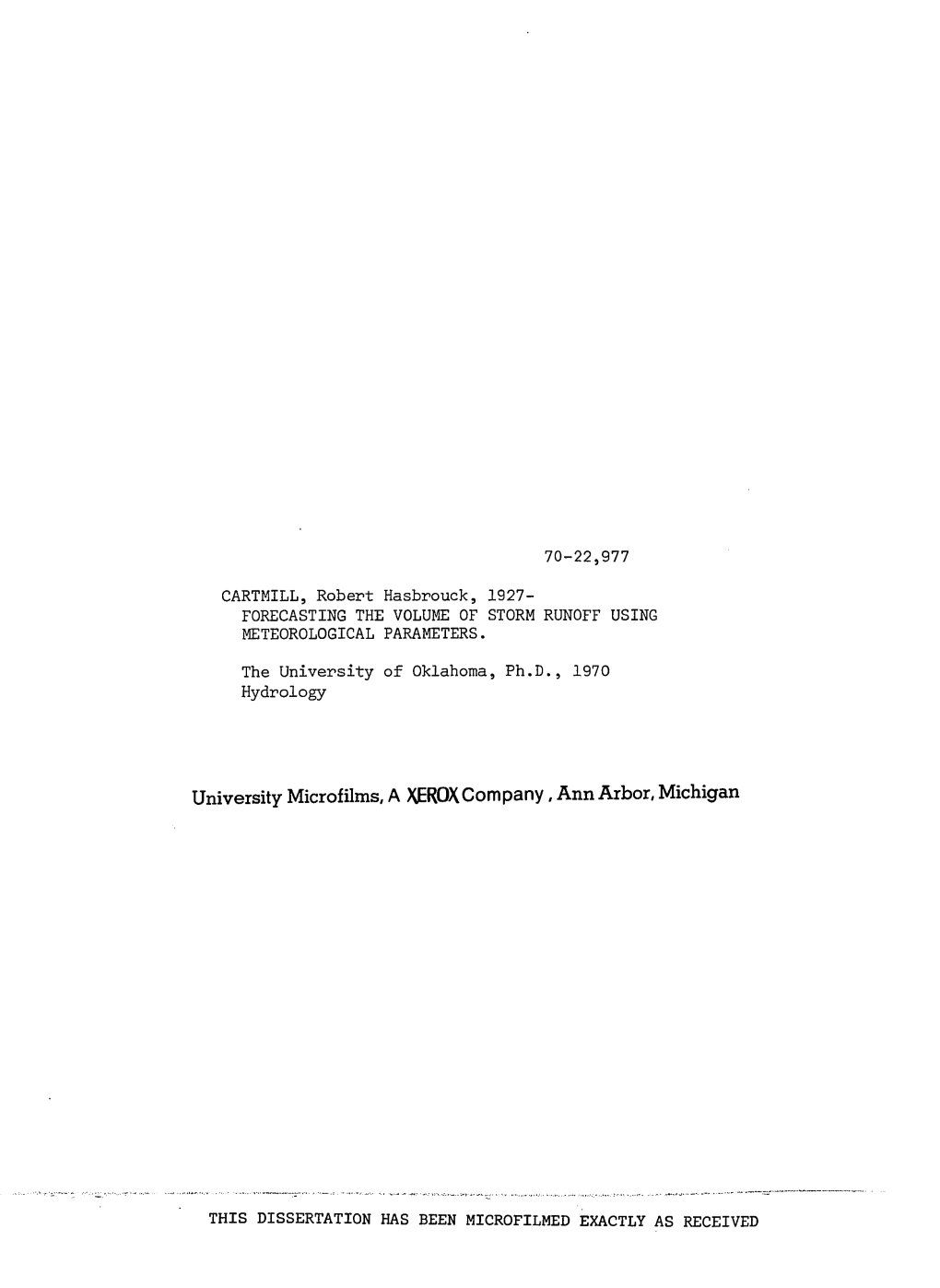 University Microfilms, a XEROX Company, Ann Arbor, Michigan