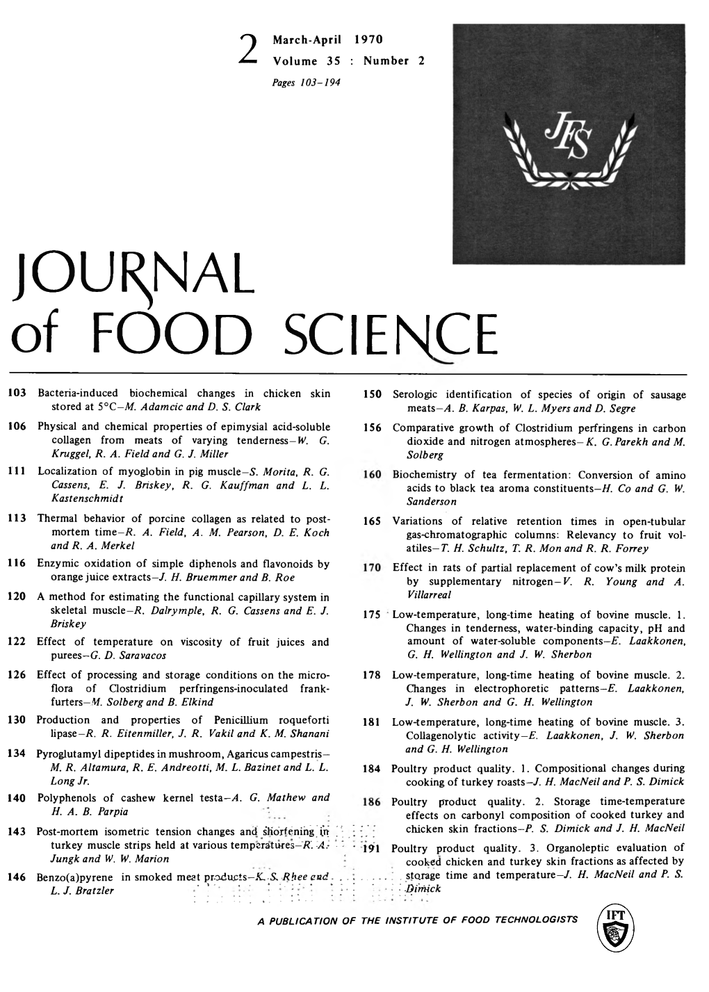Journal of Food Science Volume.35 No.2