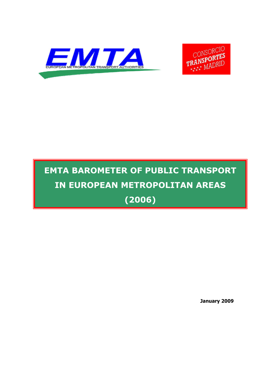 Emta Barometer of Public Transport in European Metropolitan Areas