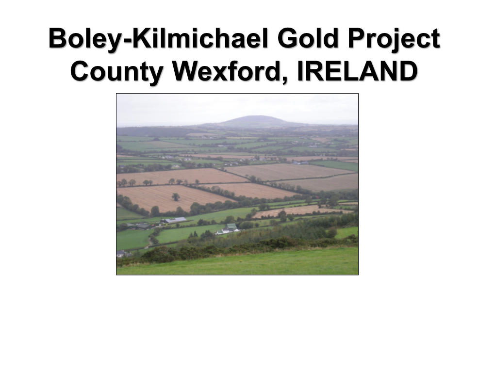 Boley-Kilmichael Gold Project County Wexford, IRELAND